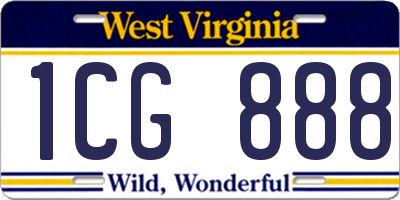 WV license plate 1CG888