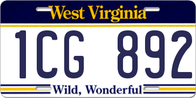 WV license plate 1CG892