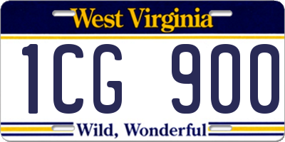 WV license plate 1CG900