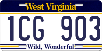 WV license plate 1CG903