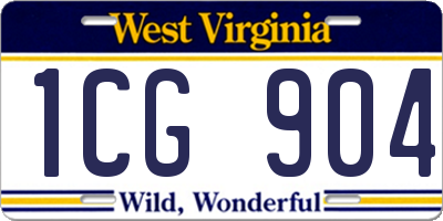 WV license plate 1CG904