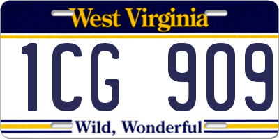 WV license plate 1CG909