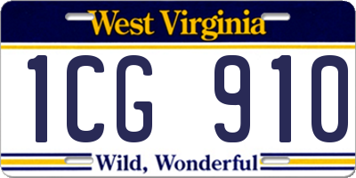 WV license plate 1CG910