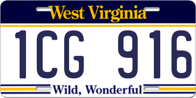 WV license plate 1CG916