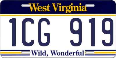 WV license plate 1CG919