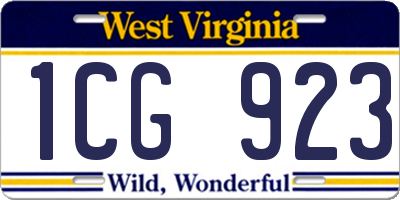 WV license plate 1CG923