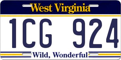 WV license plate 1CG924