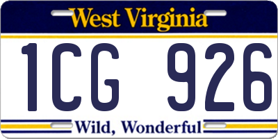 WV license plate 1CG926