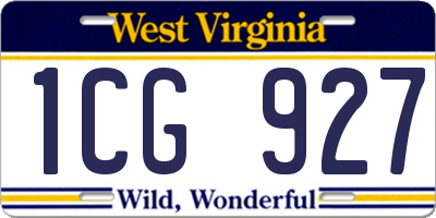 WV license plate 1CG927