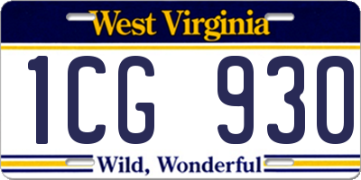 WV license plate 1CG930