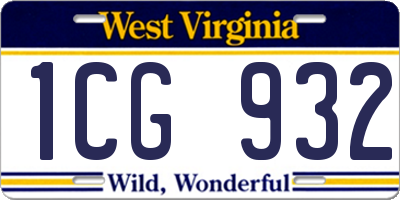 WV license plate 1CG932