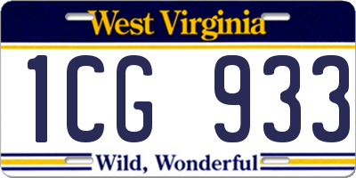 WV license plate 1CG933