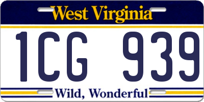 WV license plate 1CG939