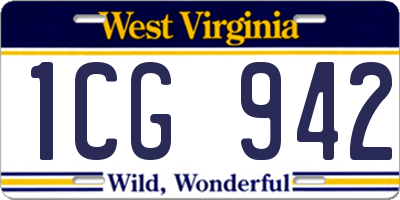 WV license plate 1CG942