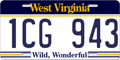 WV license plate 1CG943
