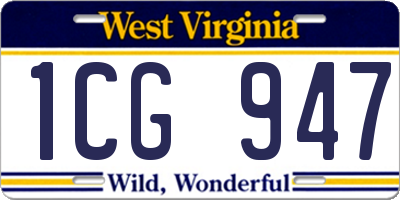 WV license plate 1CG947