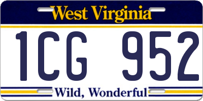 WV license plate 1CG952