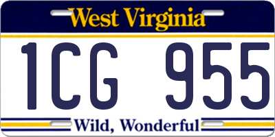 WV license plate 1CG955