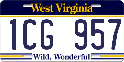 WV license plate 1CG957