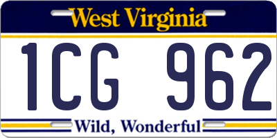 WV license plate 1CG962