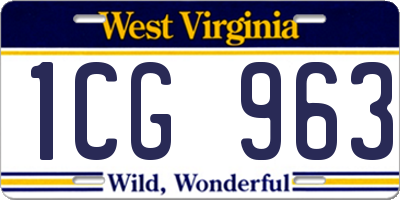 WV license plate 1CG963