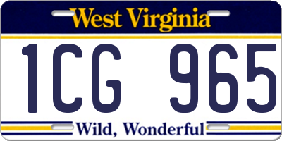 WV license plate 1CG965