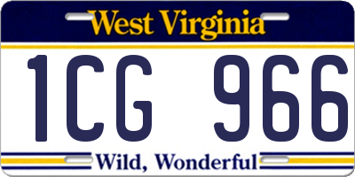 WV license plate 1CG966
