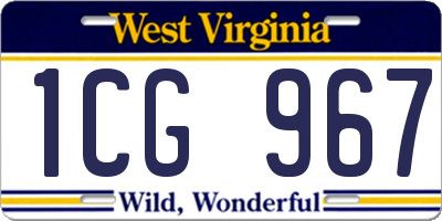 WV license plate 1CG967