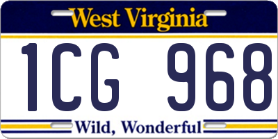 WV license plate 1CG968
