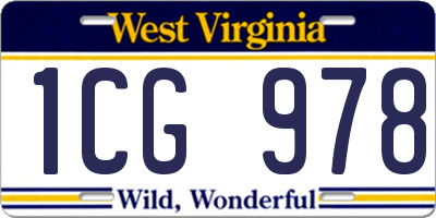 WV license plate 1CG978