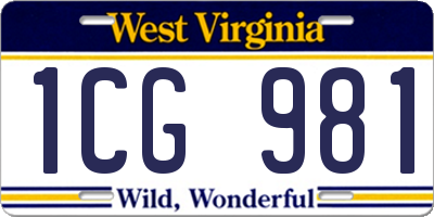 WV license plate 1CG981