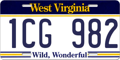 WV license plate 1CG982