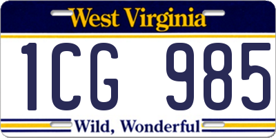 WV license plate 1CG985
