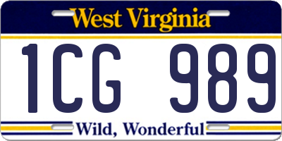 WV license plate 1CG989