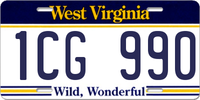 WV license plate 1CG990