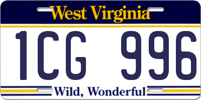 WV license plate 1CG996