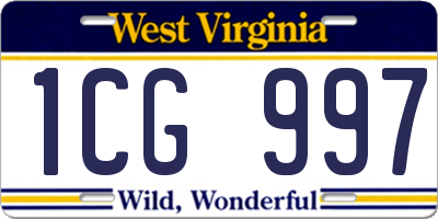 WV license plate 1CG997