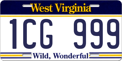 WV license plate 1CG999