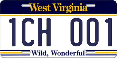 WV license plate 1CH001