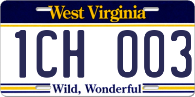 WV license plate 1CH003