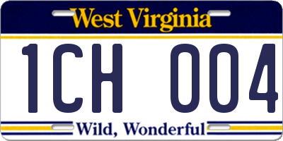 WV license plate 1CH004