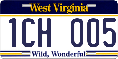WV license plate 1CH005