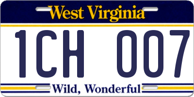 WV license plate 1CH007