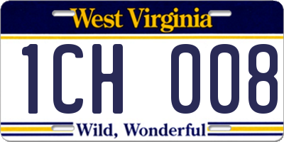 WV license plate 1CH008