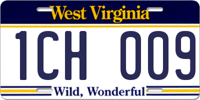 WV license plate 1CH009