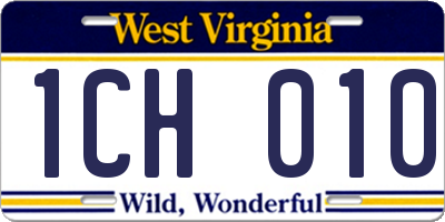 WV license plate 1CH010