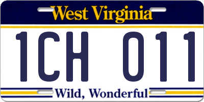 WV license plate 1CH011