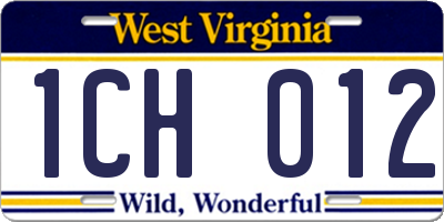 WV license plate 1CH012