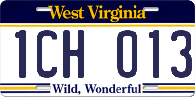 WV license plate 1CH013