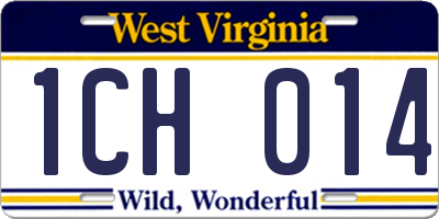WV license plate 1CH014